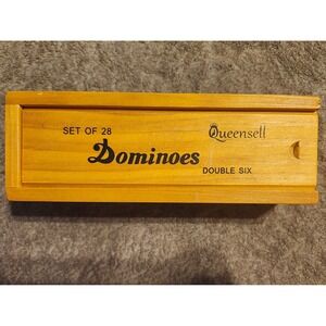 Queensell Double Six Dominoes Set of 28 Wooden Case Game
